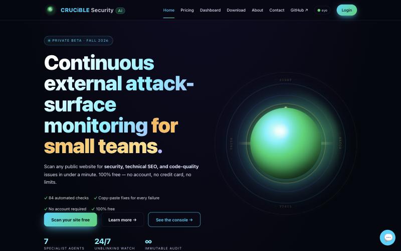 Crucible Security homepage